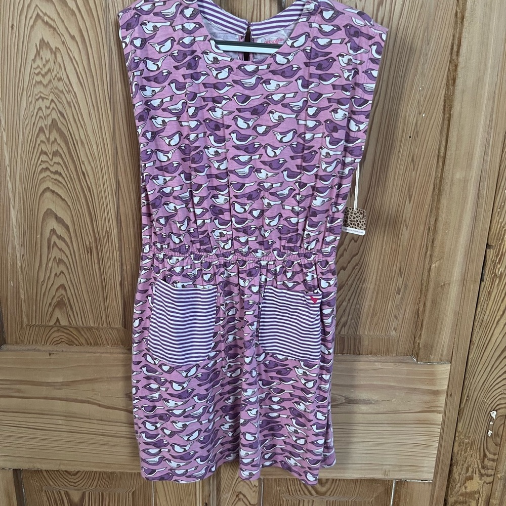 NWT Pink Chicken Purple Kids Dress with Bird Pattern